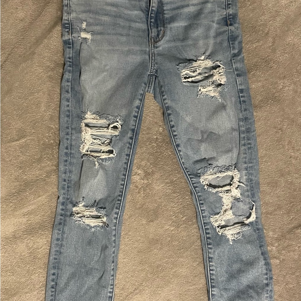 American Eagle Outfitters Ripped Blue Skinny Jeans